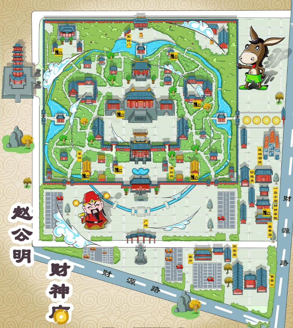 天津寺庙类手绘地图